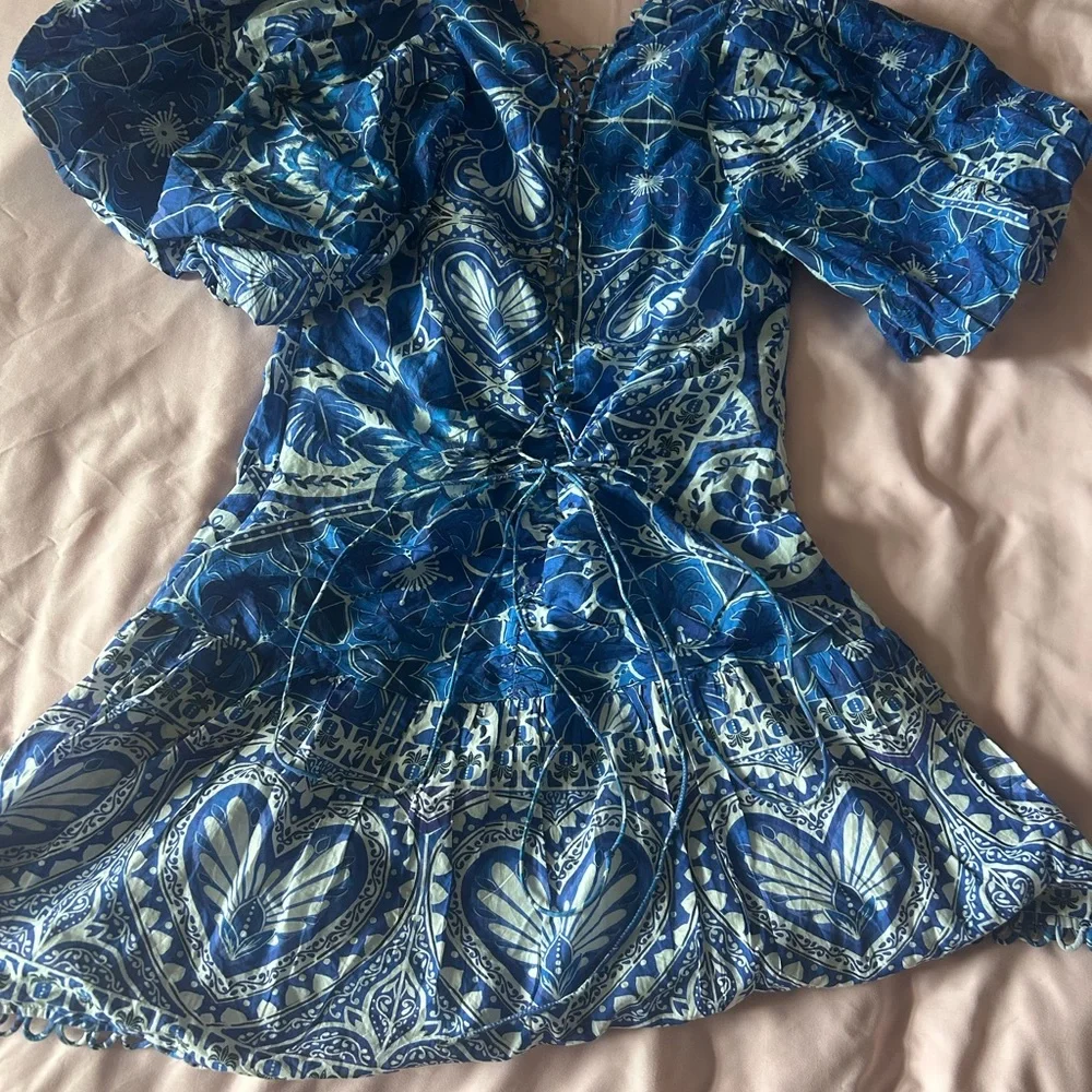 FARM Rio Blue Patterned Mini Dress - Picture 3 of 3